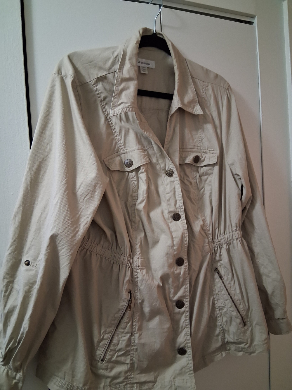 Dress Barn Women's Light Tan  Utility Jacket with Button Front 14/16
